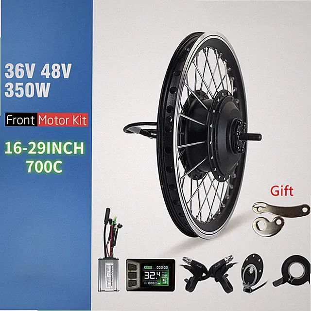 36V 48V 350W Front Hub Motor Wheel 16-29Inch 700C Electric Bike Conversion Kit