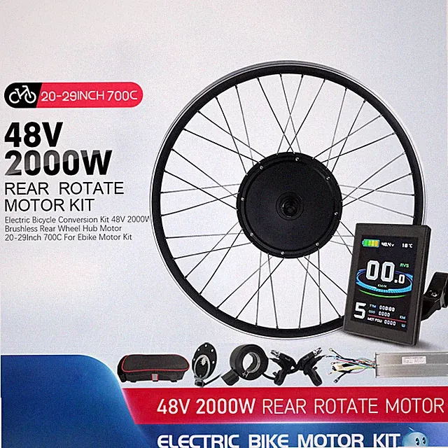 48V 2000W Fat Tire Snow 20-29'' 700C Electric Bike Hub Motor Rear Wheel Kit