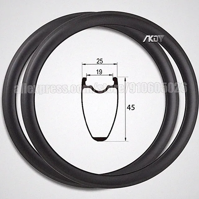 700c Carbon Fiber Road Bike Rims Clincher Tubeless Bicycle Wheels 45x25mm 28 32H