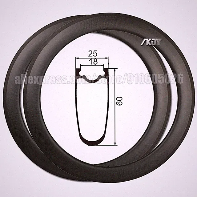 700c Road Bike Rims 16-36 Holes Carbon Fiber Tubeless Bicycle Wheels 60X25mm