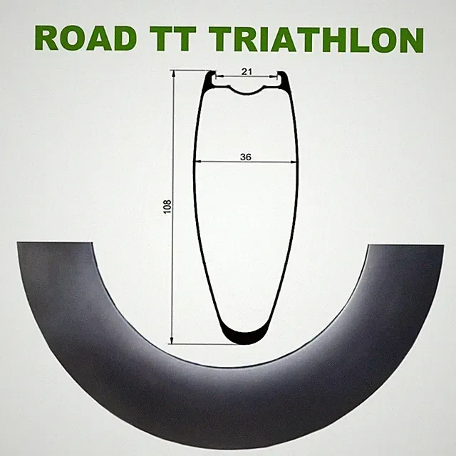 700C Road TT Triathlon Bike Carbon Rim Tubeless Clincher 108mm Height 28mm Wide