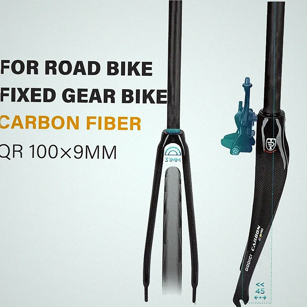 Carbon Fiber Race Road Bike Hard Fork 700C Fixed Gear Bicycle Rigid Fork 100*9mm