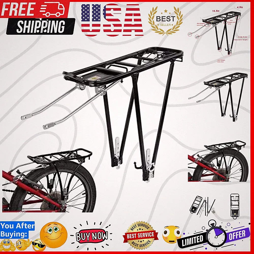 Durable Heavy-Duty Bicycle Cargo Rack for 26"-29" Bikes – Quick Release Design