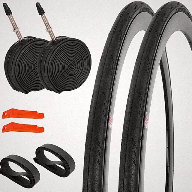 JIAYAN 2 Pack 700 x 25c Road Bike Tire with Inner Tube and Tire Levers,Bicycl...