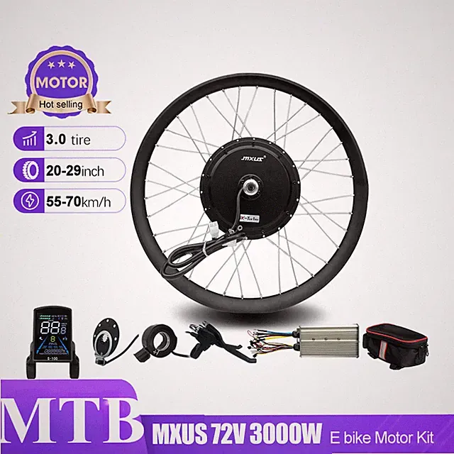 Mountain Electric Bicycle Conversion Kit 72V 3000W Rear Hub Motor 20-29Inch 700C