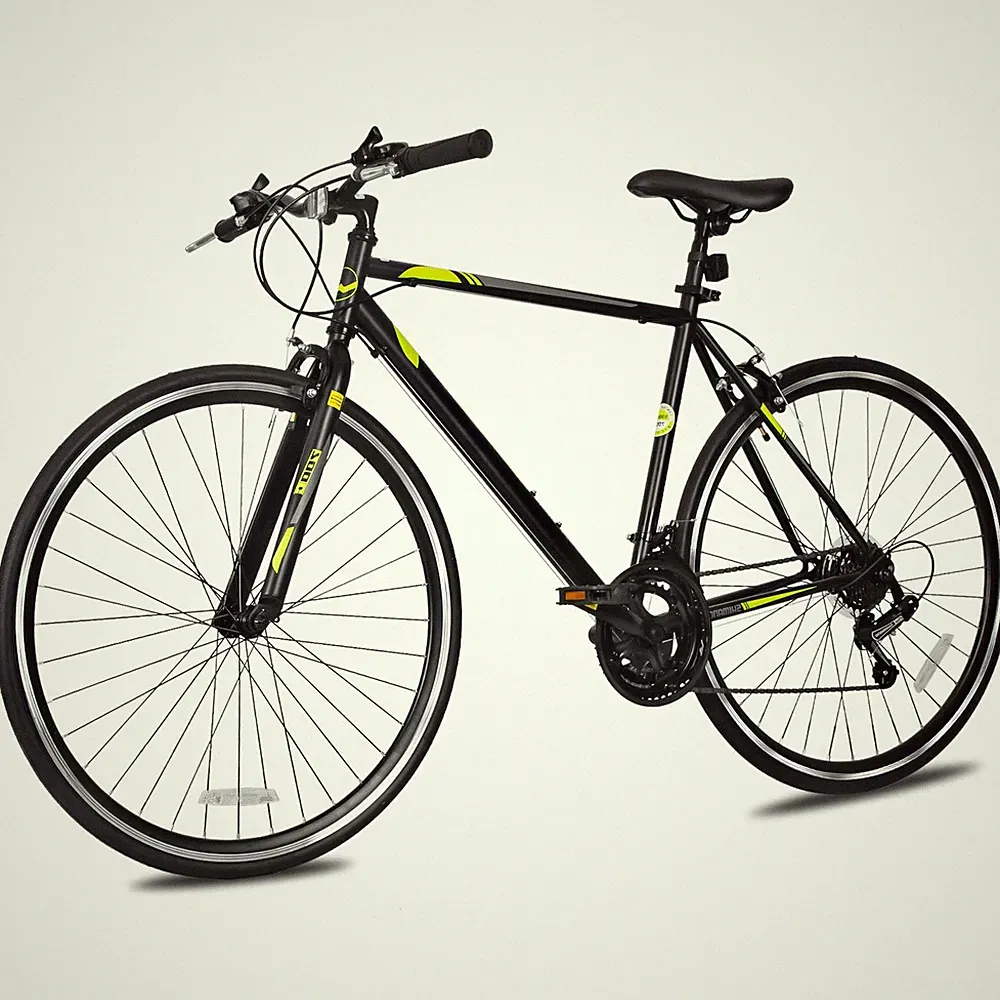 WEIZE 700C Hybrid Bike for Adults 14 Speed Racing Road Bike Caliper Brakes,Black